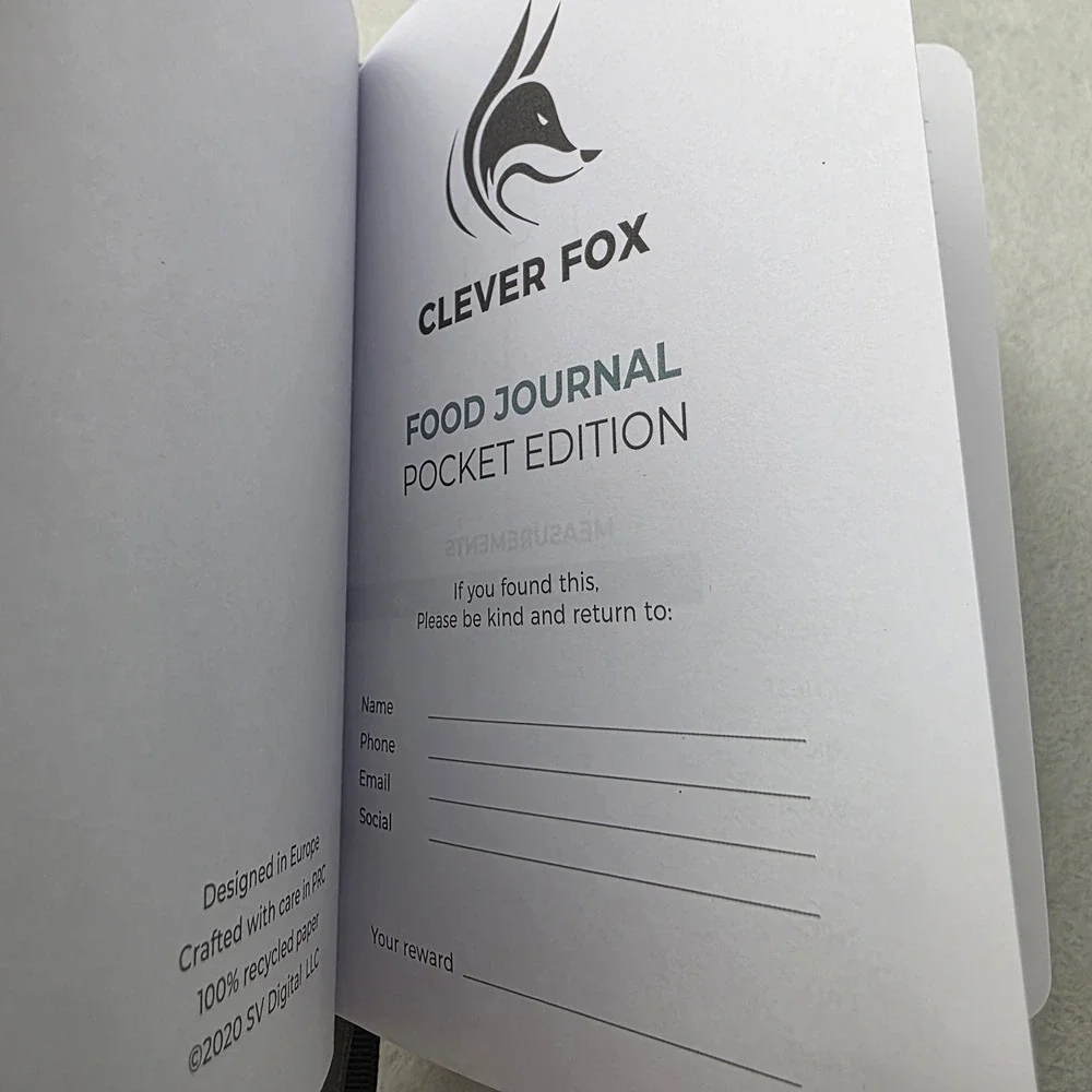 Clever Fox Food Journal Pocket Edition Black Daily Food Journal New
